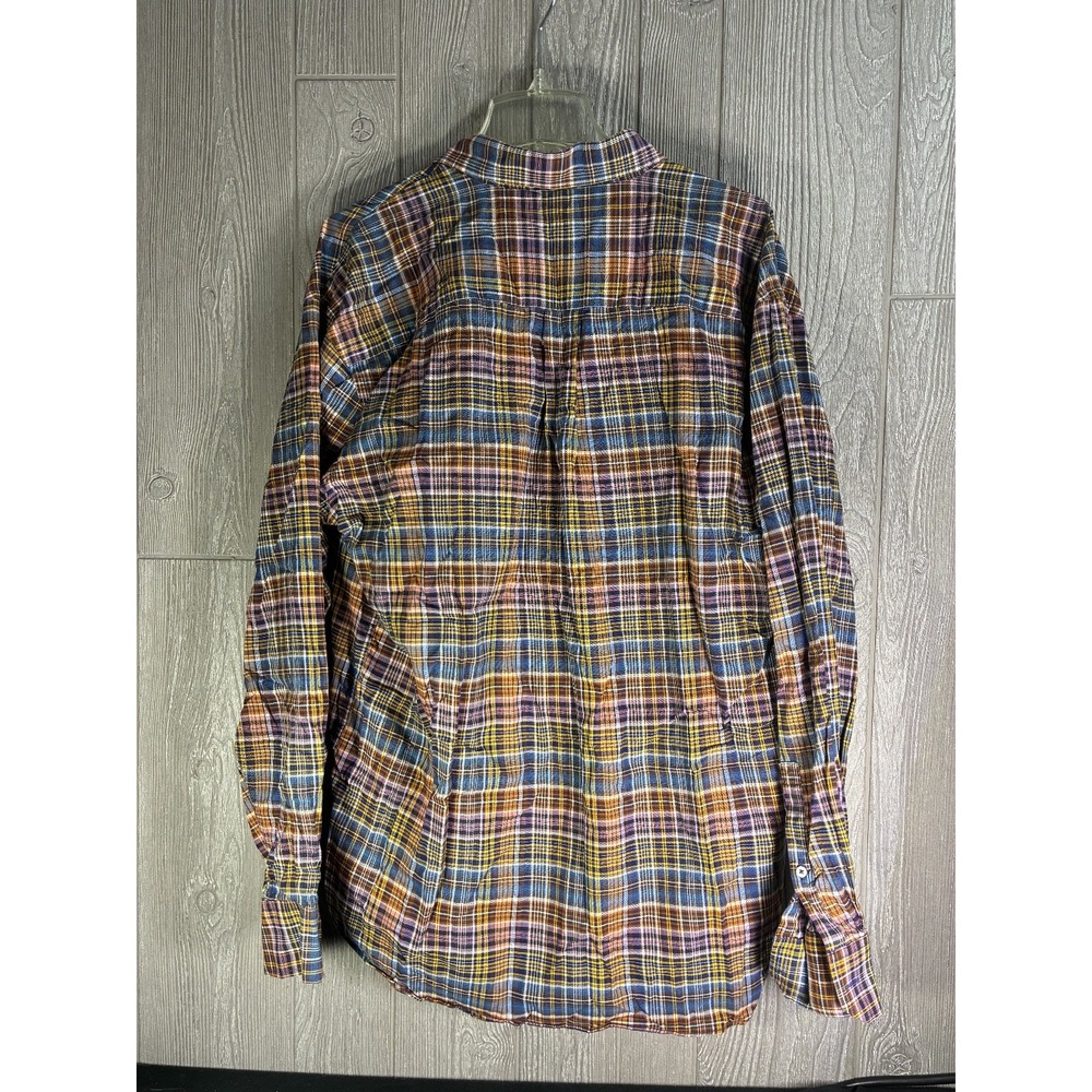 Alan Flusser Mens XL Plaid Shirt Multicolor Long Sleeve Button Down 100% Cotton - Picture 2 of 5
